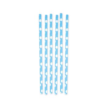 Cannucce in Carta Pois Turchese 26 x 1 cm , 6 pz 