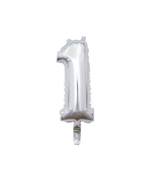 Pallone Mylar N 1 Argento con valvola 14 Pollici 35 Cm