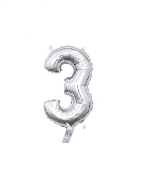 Pallone Mylar N 3 Argento con valvola 14 Pollici 35 Cm
