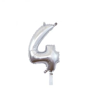 Pallone Mylar N 4 Argento con valvola 14 Pollici 35 Cm