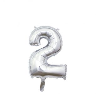 Pallone Mylar N 2 Argento con valvola 14 Pollici 35 Cm