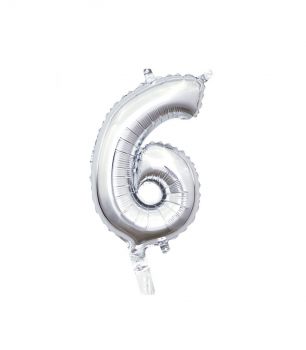 Pallone Mylar N 6 Argento con valvola 14 Pollici 35 Cm