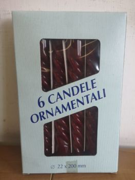 6 Candele Torciglione Bordeaux