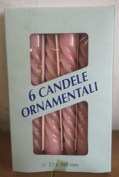 6 Candele Torciglione Rosa