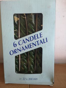 6 Candele Torciglione Verde 20 cm