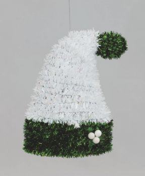 Cappello In Pvc Con Decorazione Filo Bianco e Verde 16 x 23 cm