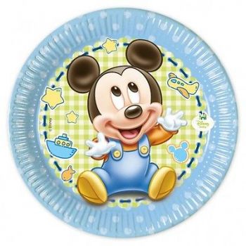 Piatto in cartoncino Baby Mickey 18 cm 8 pezzi