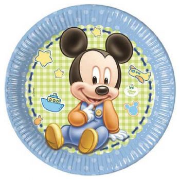 Piatto in cartoncino Baby Mickey 23 cm 8 pezzi 