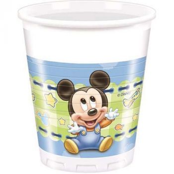 Bicchieri in plastica Baby Mickey 200 cc 8 pezzi