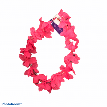 Collana di fiori hawaiana con perline rosa 100 cm