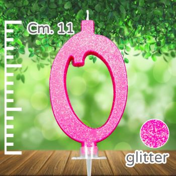 Candelina Fucsia Glitter Numero 0 11 Cm