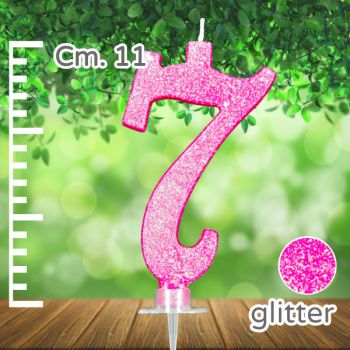 Candelina Fucsia Glitter Numero 7 11 Cm