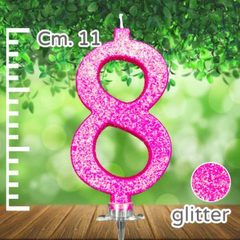 Candelina Fucsia Glitter Numero 8 11 Cm
