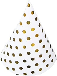 6 Cappellini bianchi a pois oro 15 cm