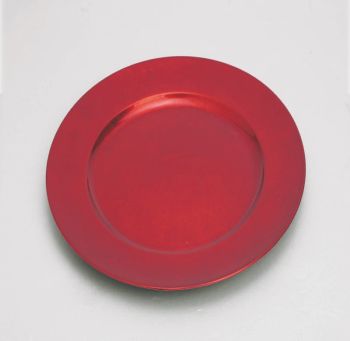 Piatto in plastica rosso satinato lucido 33 cm
