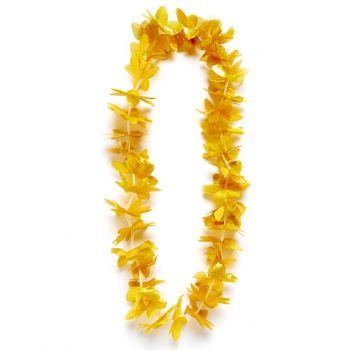 Collana di fiori hawaiana gialla 130 cm