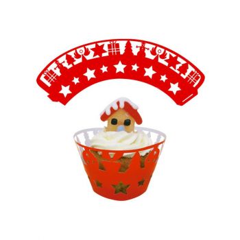 12 Decorazioni Per Muffin Christmas Red 5 X 5 Cm