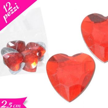 12 Decorazioni Cuore Rosso 2 Cm