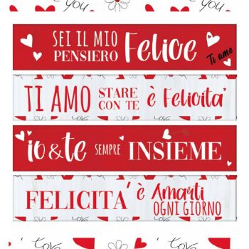 Display 4 Messaggi San Valentino Con Gancio 25 X 4 Cm