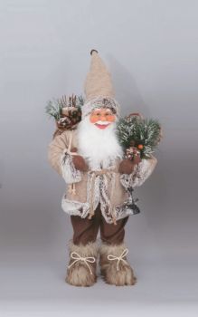 Babbo Natale Marrone cm 60 con racchette sacco doni e lanterna