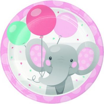 8 Piatti elefantino rosa 18 cm