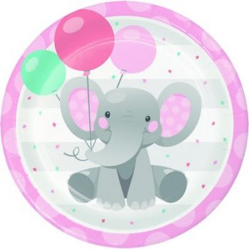 8 Piatti elefantino rosa 22 cm