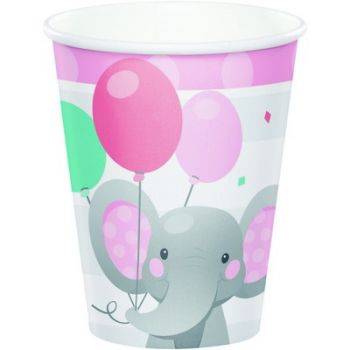 8 Bicchieri elefantino rosa 266 ml
