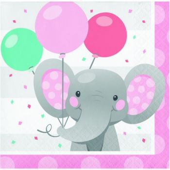 16 Tovaglioli elefantino rosa 25 x 25 cm