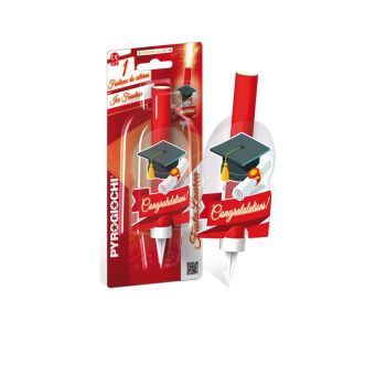 Candela fiaccola da interno per laurea 12 cm rosso