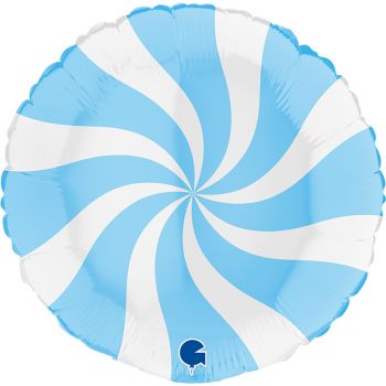 Pallone tondo 46 cm disegno a spirale azzurro e bianco