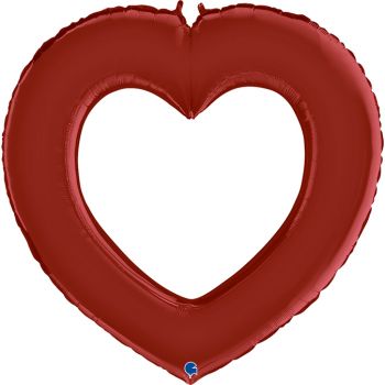 Pallone mylar cuore rosso rubino satinato 104 cm