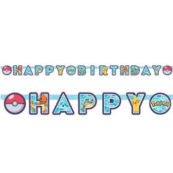 Festone Buon Compleanno  Pokemon 2.18 x 12 cm - 1 pz 