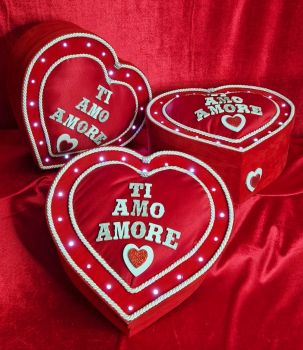 Ti amo amore scatola regalo con led 33 x 29 x 12 cm