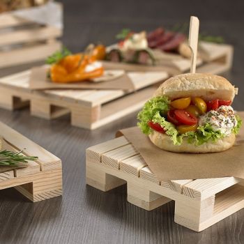 I bancalini paillet da appoggio in legno 20x12x3.5 cm per finger food 