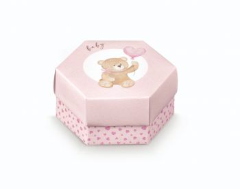 Esagono Fondo E Coperchio Little Bear Rosa 110 X 60 Mm