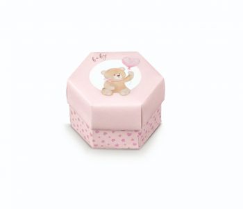 Esagono Fondo E Coperchio Little Bear Rosa 80 X 55 Mm