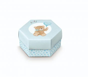 Esagono Fondo E Coperchio Little Bear Azzurro 110 X 60 Mm