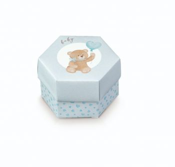 Esagono Fondo E Coperchio Little Bear Azzurro 80 X 55 Mm