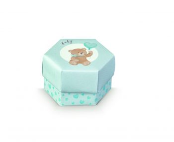 Esagono Fondo E Coperchio Little Bear Azzurro 60 X 40 Mm