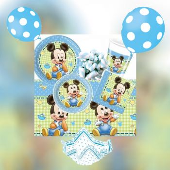 Kit Completo Festa a Tema Baby Mickey per 15 Bambini