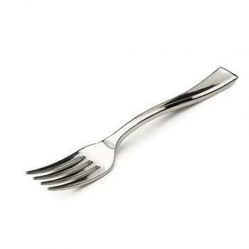 Mini forchettina silver in plastica rigida in confezione da 50 pz Dimensione 10 cm