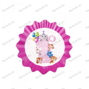 Piatti in cartoncino Primo Compleanno Rosa 21 cm 8 pezzi