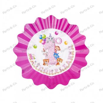 Piatti in cartoncino Primo Compleanno Rosa 27 cm 8 pezzi