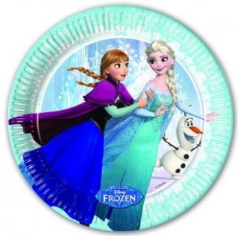 Piatti di carta grandi  Elsa e Anna 23 cm confezione 8 pezzi 