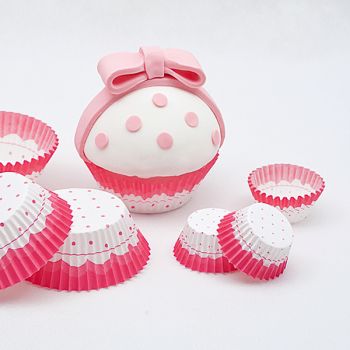 75 Pirottini di carta per muffin pois rosa 5 x 2 x 3 cm