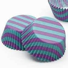 75 Pirottini di carta per muffin a strisce viola e verdi 5 x 2 x 3 cm