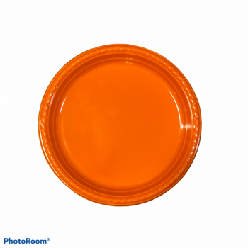 10 Piatti tondi in plastica con bordo ornato 18 cm arancio