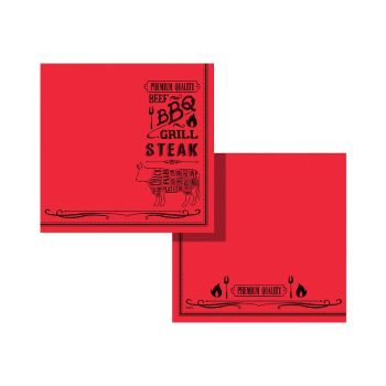 40 Tovaglioli Steak House Rosso 40 x 40 Cm