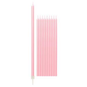 10 Candeline con sostegno rosa perla cm 15.5