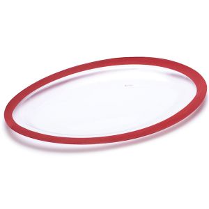 Vassoio ovale decoro rosso perlato 40 x 25 x 2 cm